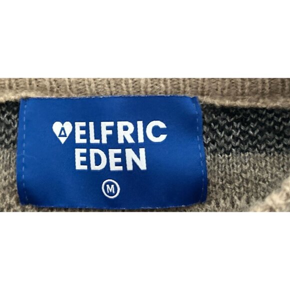 Elfric Eden Knit Sweater M Nordic Pattern Beige Gray Red Pullover Unisex Wool Bl - Picture 5 of 11